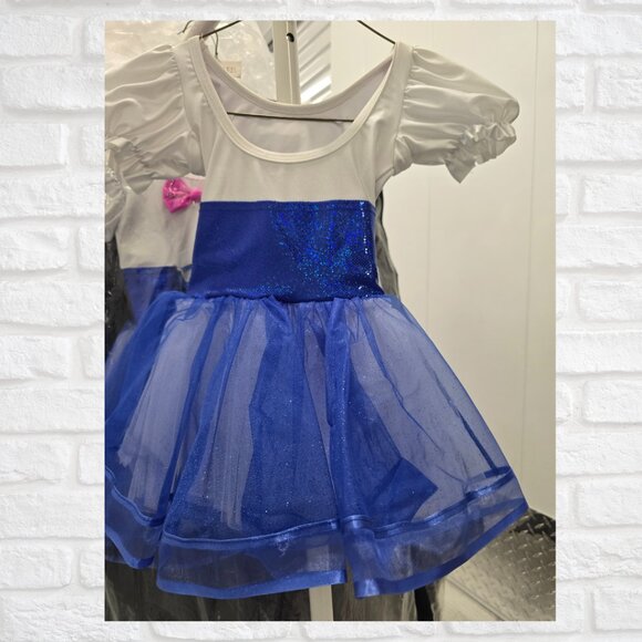 Blue and White Ballet Recital Costume (6 Years) – Leotard with Corset Tutu & bow - Picture 3 of 10